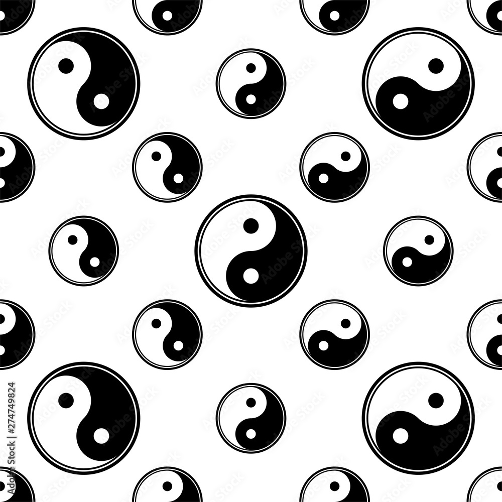 Fototapeta premium Ying Yang Seamless Pattern