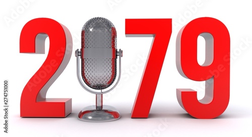 Tableau sur toile 3d illustration of number 2079 with microphone