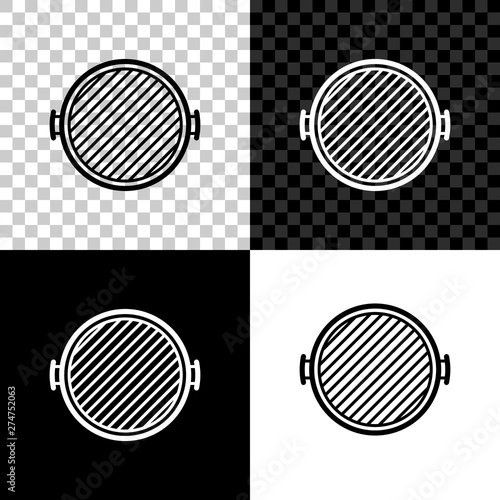 Barbecue grill icon isolated on black, white and transparent background. Top view of BBQ grill. Vector Illustration