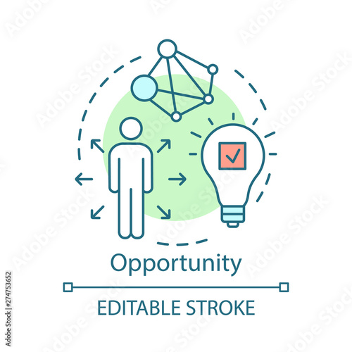 Opportunity concept icon. Career growth, business success idea thin line illustration. Development, achievement, motivation, challenge vector isolated outline drawing. Editable stroke
