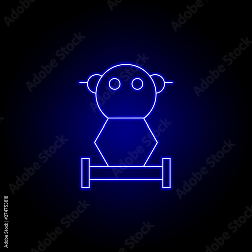 robot segway line icon in blue neon style. Signs and symbols can be used for web, logo, mobile app, UI, UX