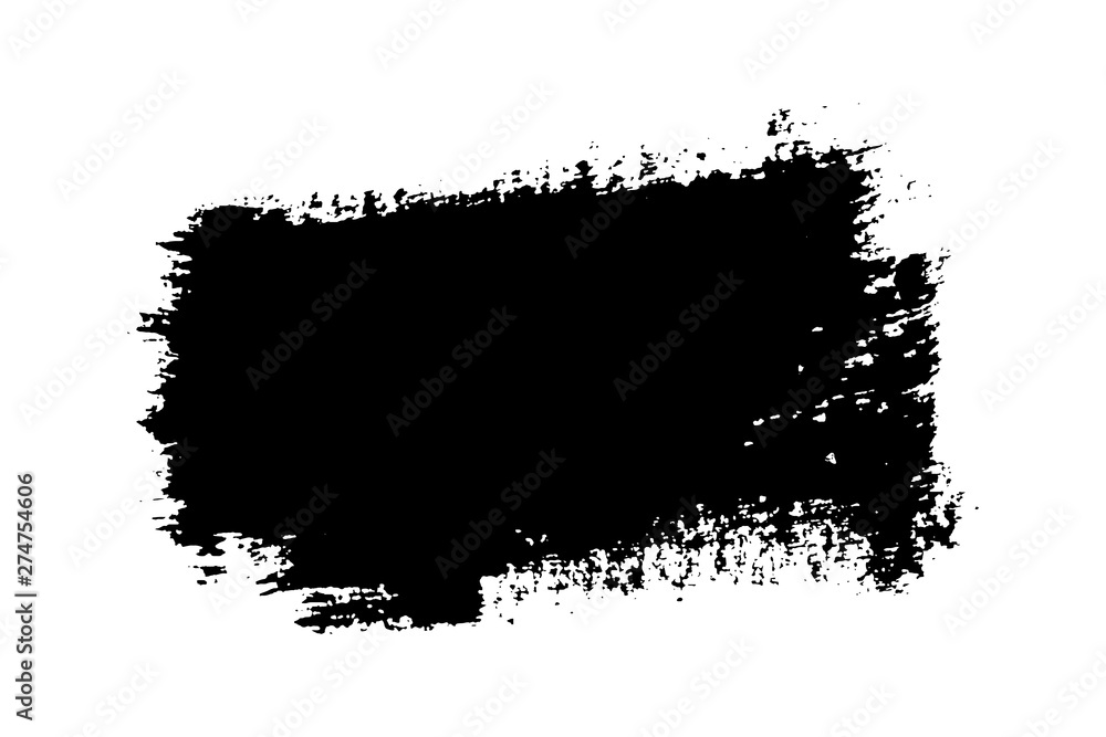 Fototapeta premium Brush stroke isolated on white background. Black paint brush. Grunge texture stroke line. Art ink dirty design. Border for artistic shape, paintbrush element. Brushstroke graphic. Vector illustration