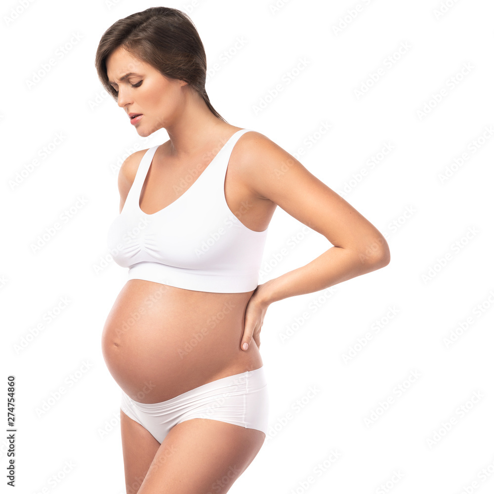 Pregnant woman has pain in her lower back or problems with kidneys Pregnant woman has pain in her lower back or problems with kidneys