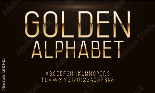 Vector set of elite Gold alphabet.