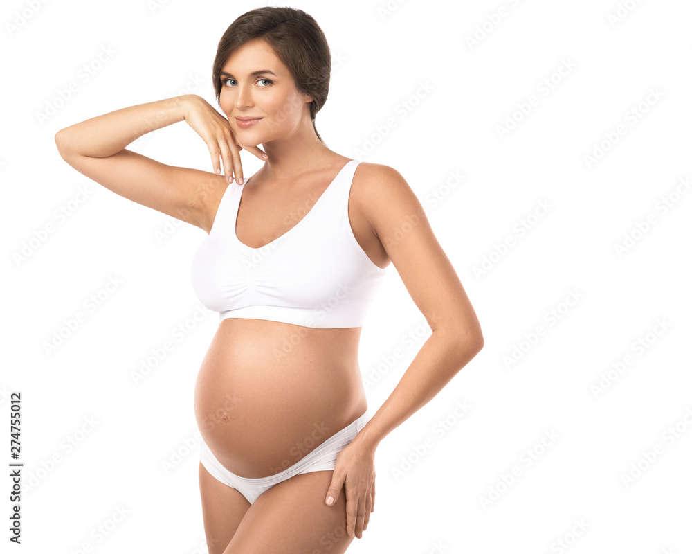 Young and beautiful pregnant woman on white background Young and beautiful pregnant woman on white background