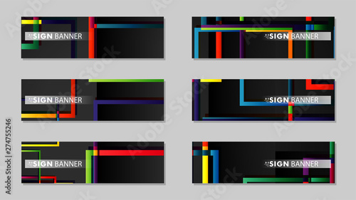 square banner vector collection. colorful brights gradient