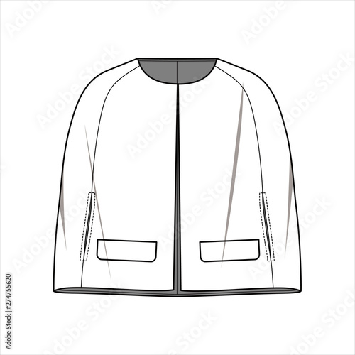 Outer Jacket fashion flat sketch template