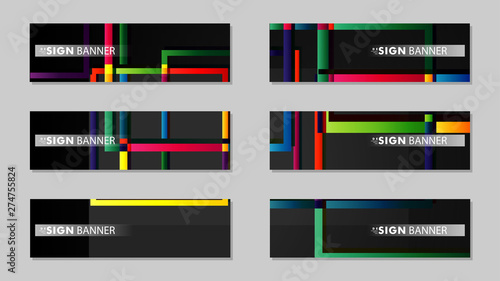 square banner vector collection. colorful brights gradient