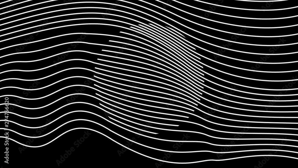 Ornamental smooth flow of white blending lines and negative space of circle by the lines. Motion wallpaper with wavy stroke. Seamless looping animation. Ornamental smooth flow of white blending lines and negative space of circle by the lines. Motion wallpaper with wavy stroke. Seamless looping animation.