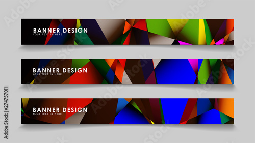 Abstract rectangular vector banners with colorful geometric gradient backgrounds