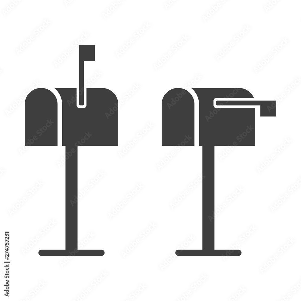Mailbox icon. Raised and lowered checkbox. Vector on white background