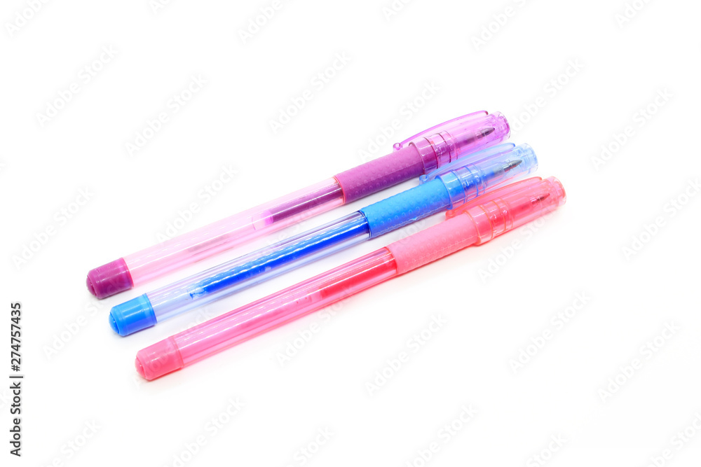 Colorful gel pens isolated on a white background Colorful gel pens isolated on a white background