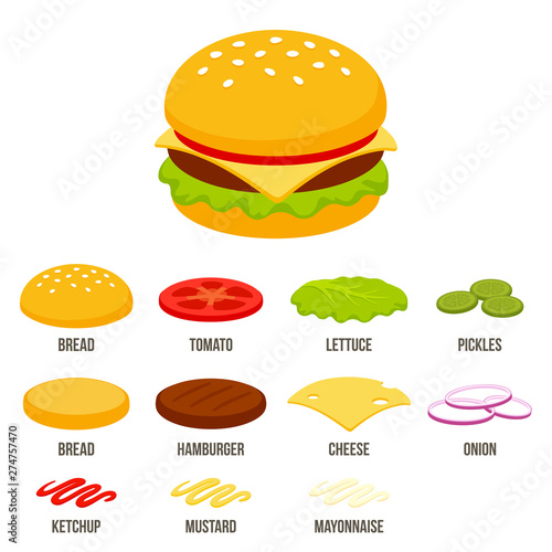 Cartoon isometric burger icon