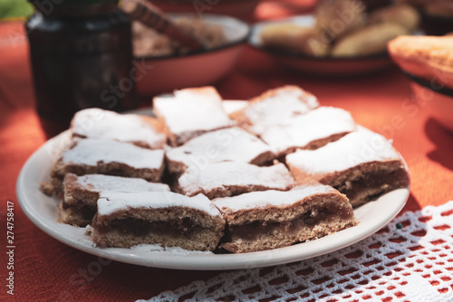 Pie with apples served on a plate