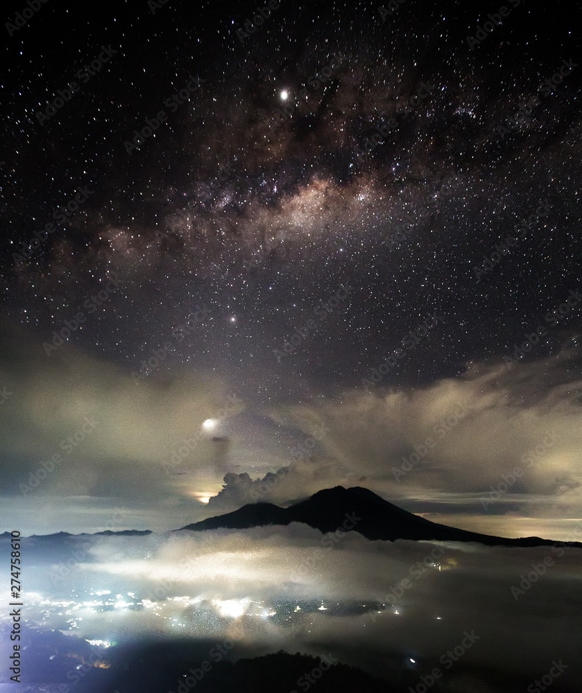 Night Sky Milky Way Mount Agung Bali Indonesia Night Sky Milky Way Mount Agung Bali Indonesia