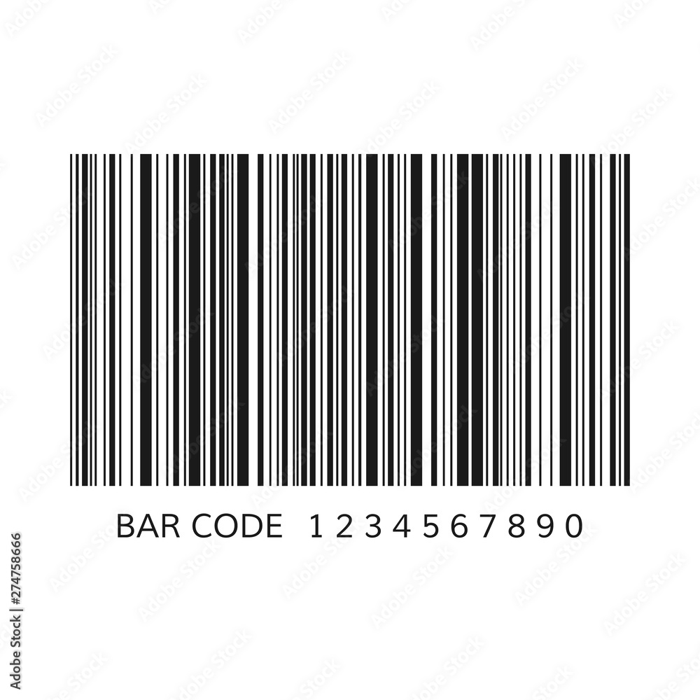 Unique bar code template. Striped identification information about product. Vector illustration isolated on white background