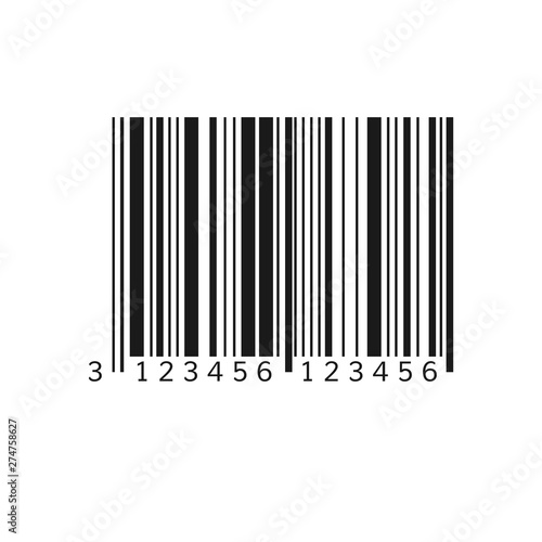 Unique bar code. Striped identification information about product. Vector illustration isolated on white background