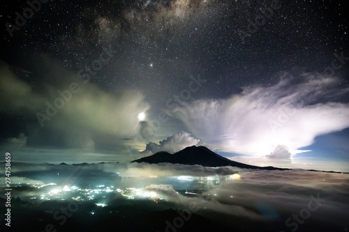 Night Sky Milky Way Mount Agung Bali Indonesia © Maygutyak