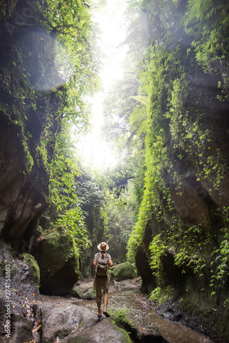 Woman in jungle on Bali, Indonesia 