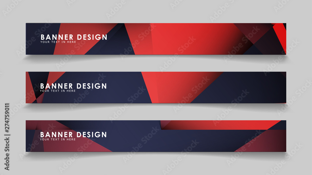 Fototapeta premium Abstract rectangle vector banners with red black geometric gradient backgrounds . design templates. future Poster template design