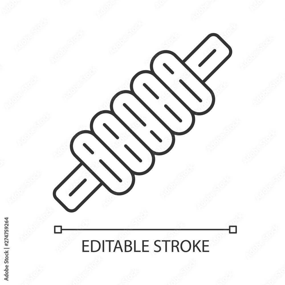 Cricket bail linear icon. Sport equipment. Top part of wicket. Horizontal crossbar on gate. Thin line illustration. Contour symbol. Vector isolated outline drawing. Editable stroke
