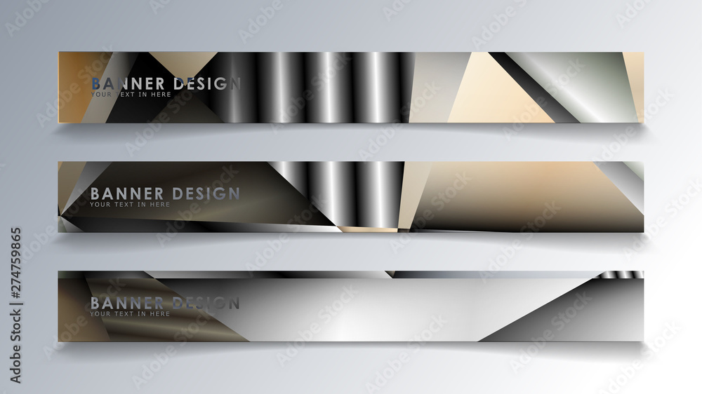 Obraz premium Abstract rectangle vector banner with a background of metal geometric gradient colors. design template. future Poster template design