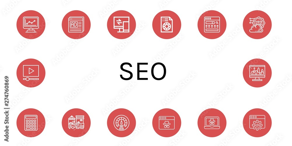 Set of seo icons such as Marketing, Seo and web, Responsive, Printing test, Search engine, Programming, Seo, Market, Dashboard, Webpage, Web development, Video marketing , Set of seo icons such as Marketing, Seo and web, Responsive, Printing test, Search engine, Programming, Seo, Market, Dashboard, Webpage, Web development, Video marketing ,