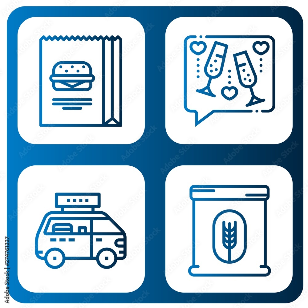 Set of sandwich icons such as Burger, Toast, Fast food, Flour , sandwich