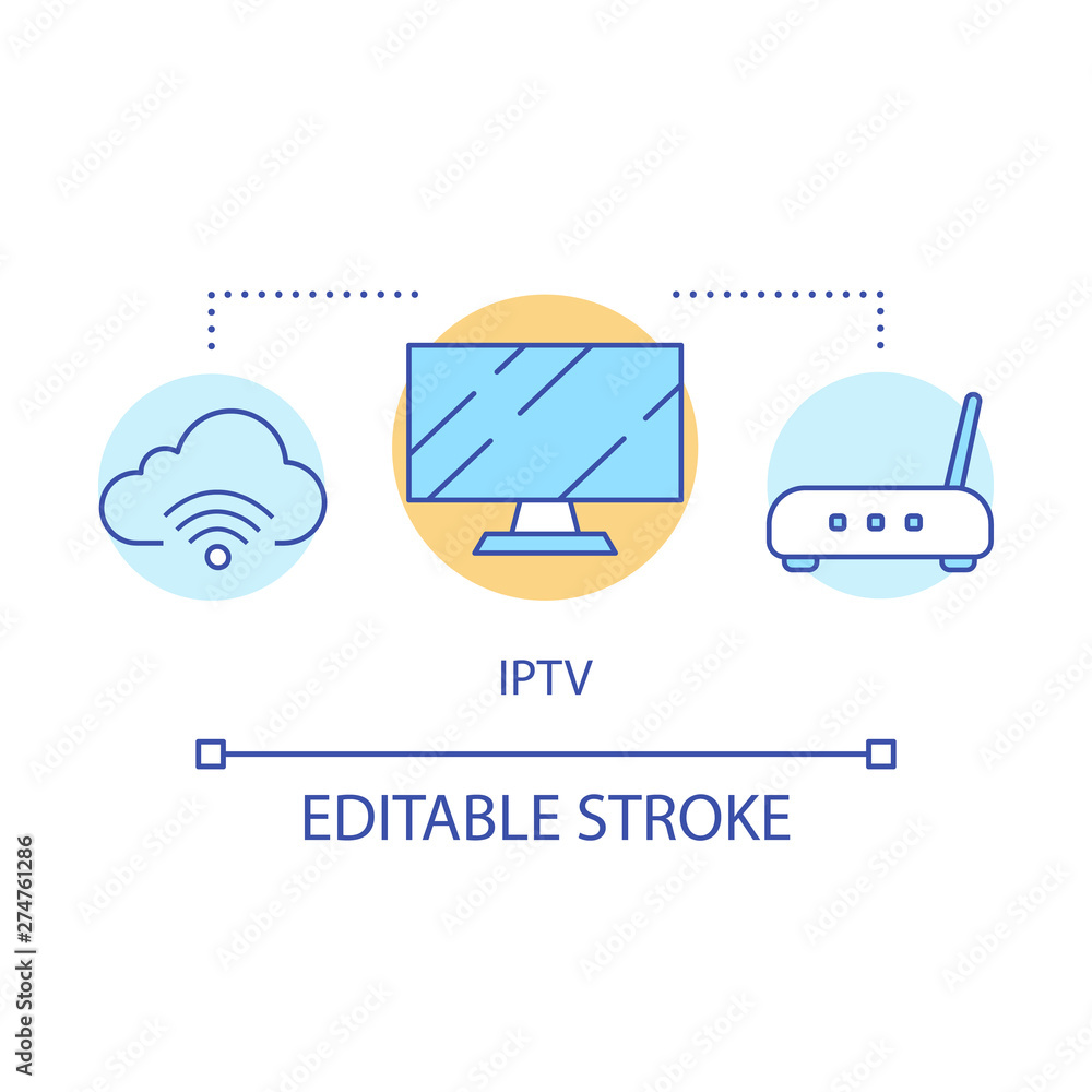 IPTV word cloud concept icon. TV box, Internet protocol TV idea thin line  illustration. Multimedia tracking, cloud storage vector isolated outline  drawing. Editable stroke Stock Vector | Adobe Stock