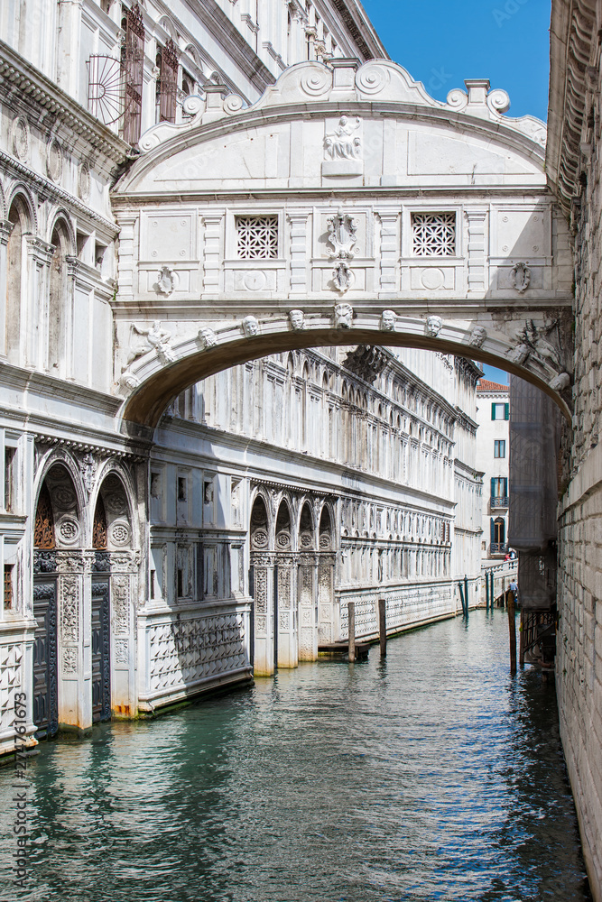 The famous Bridge of Sighs at the beautiful Venice canals