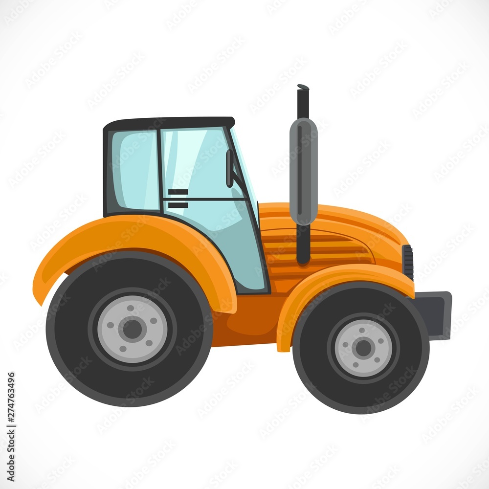 Orange tractor vector illustration isolated on a white background