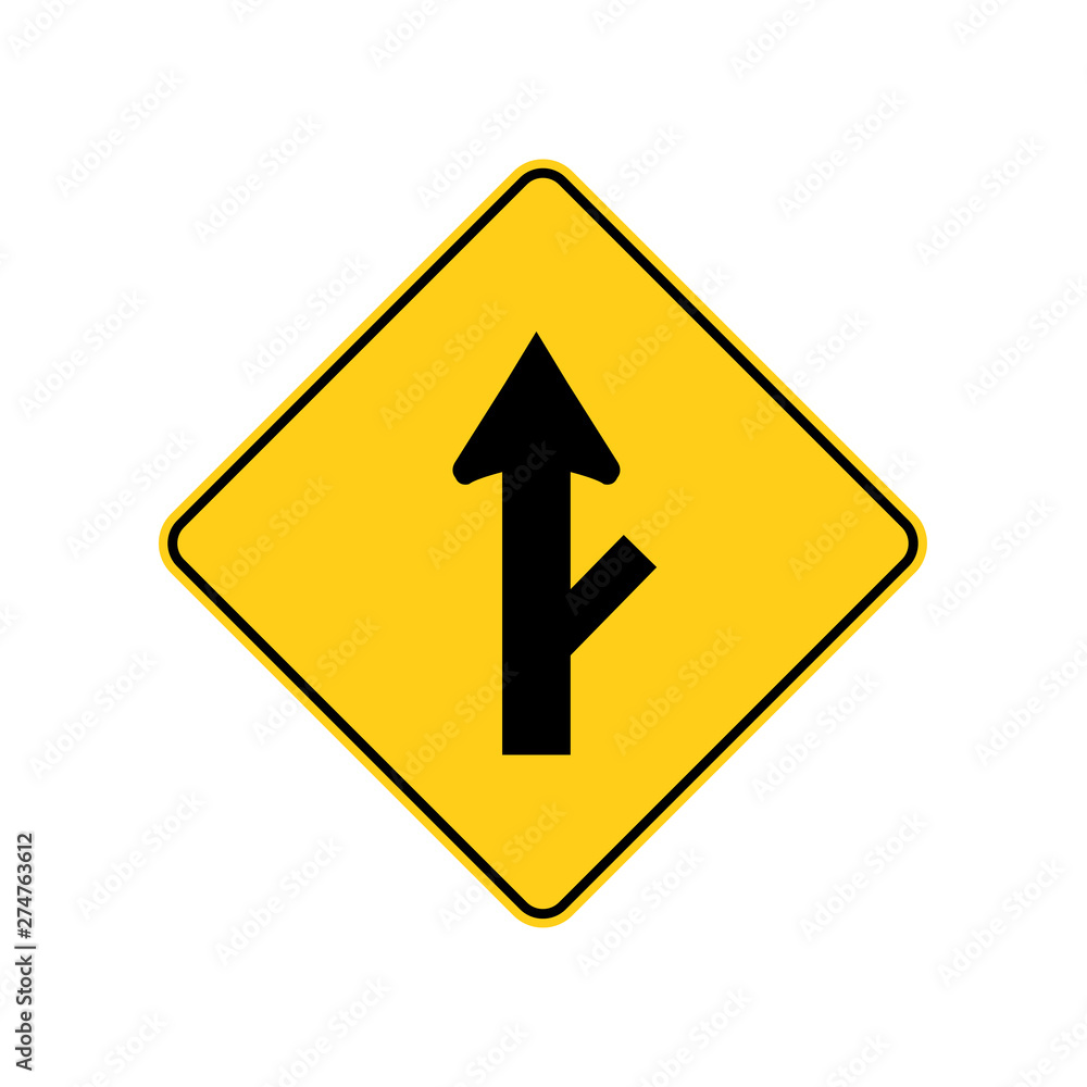 USA traffic road signs.road branching off ahead . vector illustration USA traffic road signs.road branching off ahead . vector illustration