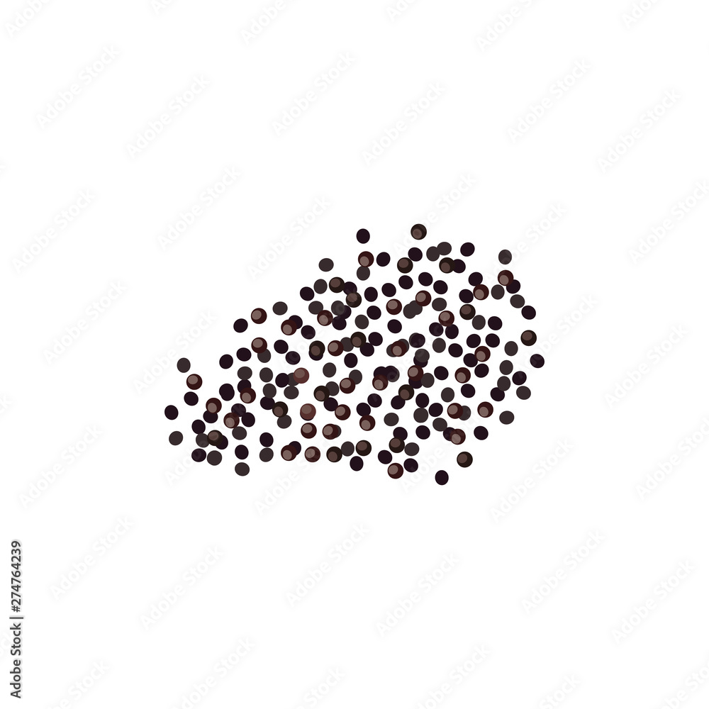 Dried poppy black poppy seeds. Any seeds, grains, Popie. Vector illustration. Papaveroideae