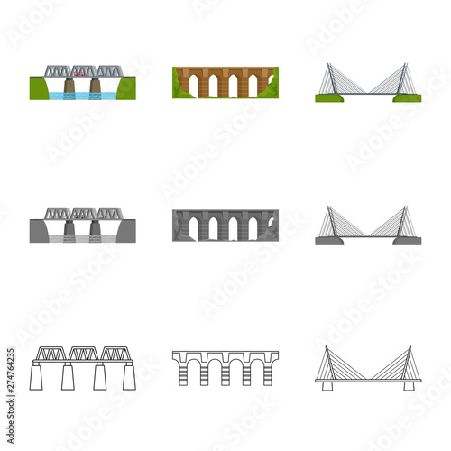 Vector illustration of connection and design icon. Collection of connection and side stock vector illustration.