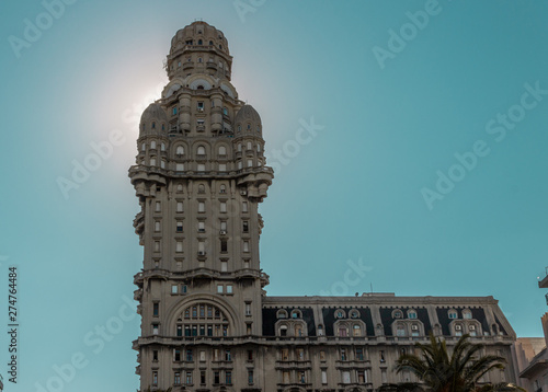 Palacio Salvo in the Independencia square of Montevideo, Uruguay