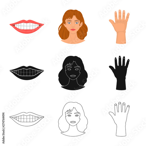 Vector design of body and part logo. Collection of body and anatomy stock symbol for web.
