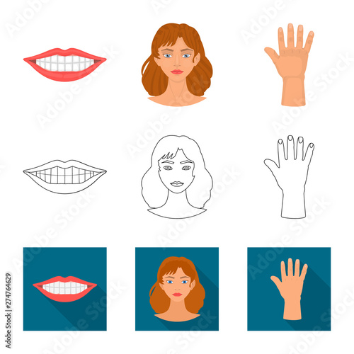 Vector design of body and part symbol. Collection of body and anatomy stock vector illustration.