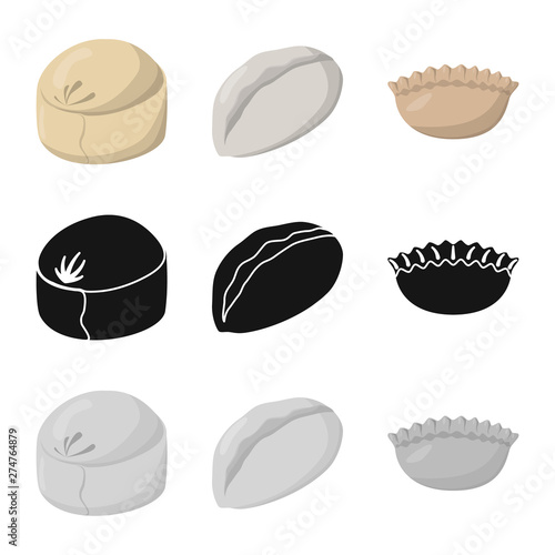 Vector design of products and cooking icon. Set of products and appetizer stock vector illustration.