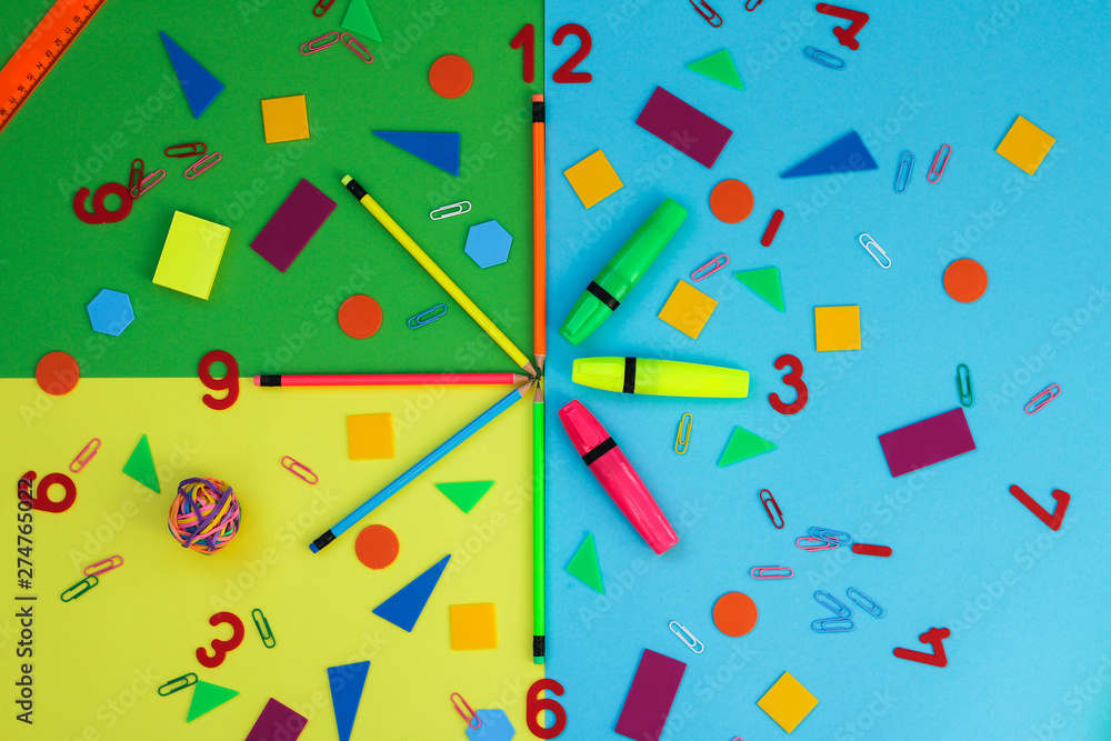 stationery represent the hands on the clock. stationery represent the hands on the clock.