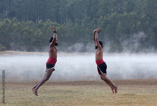 Kalaripayattu Marital art demonstration in Kerala, South India photo