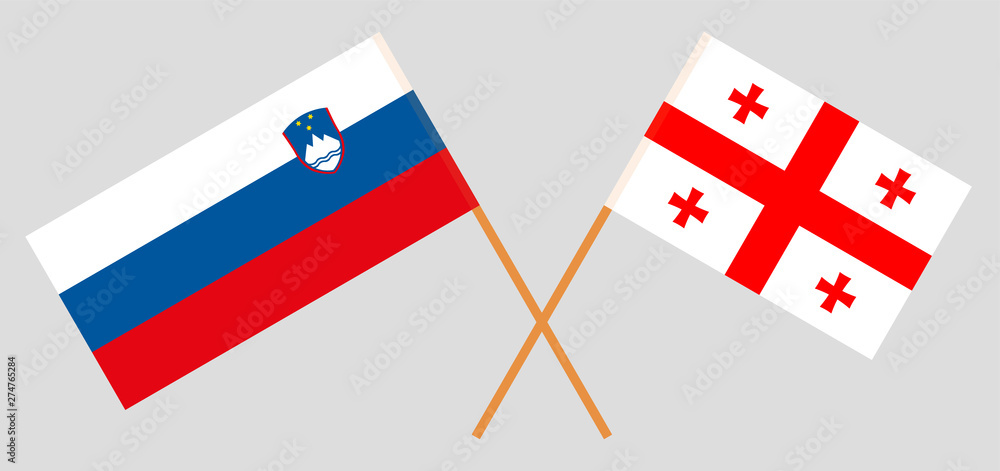 Georgia and Slovenia. Crossed Georgian and Slovenian flags