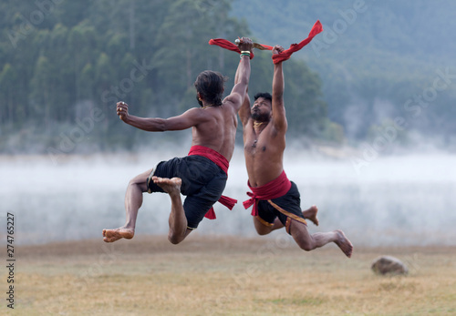 Kalaripayattu marital art demonstration in Kerala, India