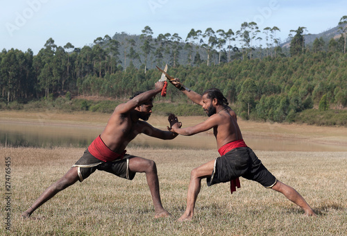 Kalaripayattu Marital art demonstration in Kerala, South India