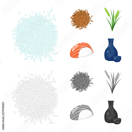 Isolated object of crop and ecological icon. Set of crop and cooking stock vector illustration.