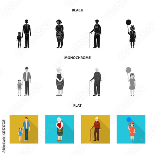 Vector design of character and avatar sign. Collection of character and portrait vector icon for stock.