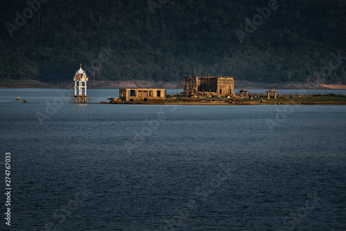 old temple on the lake, Sangklaburi, Thailand photo