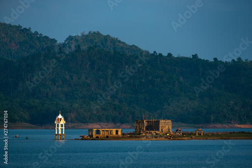 old temple on the lake, Sangklaburi, Thailand photo