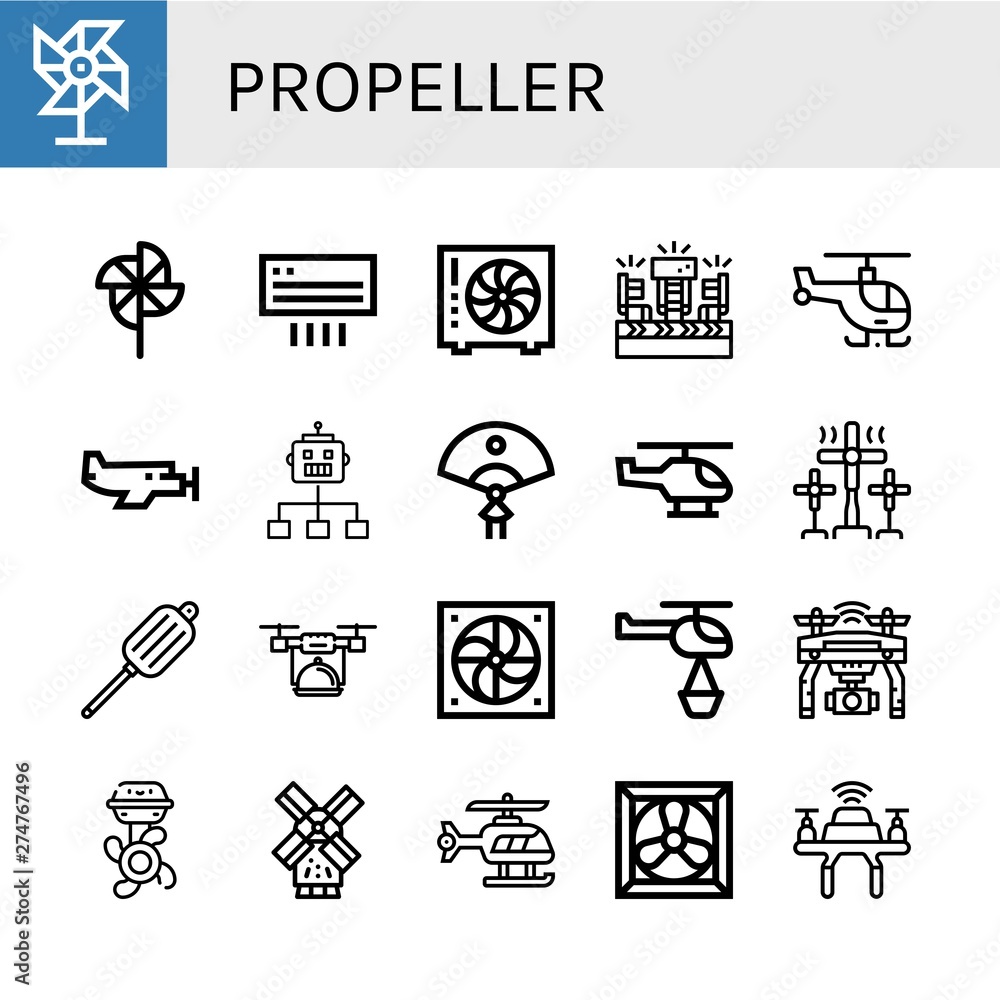 Set of propeller icons such as Pinwheel, Air conditioning, Fan, Fans, Helicopter, Small plane, Flow, Windmill, Air blower, Drone, Boat engine, Cooling system , propeller Set of propeller icons such as Pinwheel, Air conditioning, Fan, Fans, Helicopter, Small plane, Flow, Windmill, Air blower, Drone, Boat engine, Cooling system , propeller