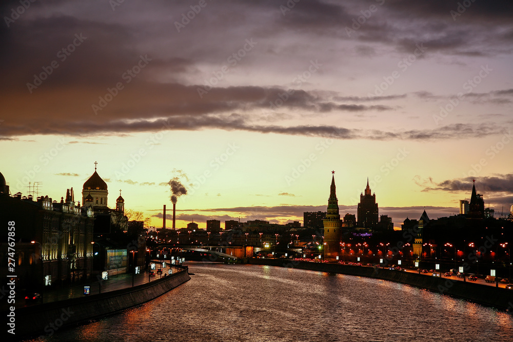 Sunset on Moscow river