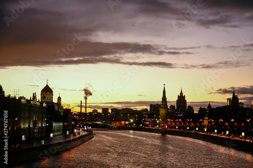Sunset on Moscow river photo